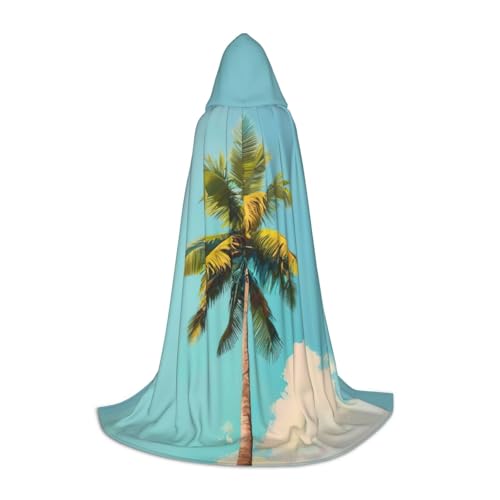 Bkdogkt Unisex Kapuzenumhang mit Palmenaufdruck, für Zauberer, Karneval, Halloween, Weihnachten, Cosplay, Robe von Bkdogkt