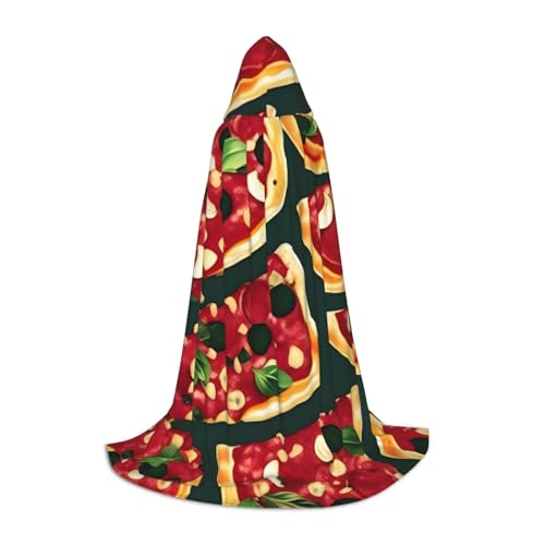 Bkdogkt Unisex-Kapuzenumhang mit Pizza-Muster, für Zauberer, Karneval, Halloween, Weihnachten, Cosplay, Robe von Bkdogkt