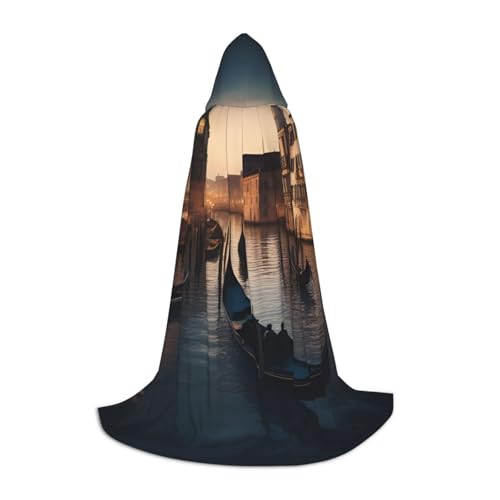 Bkdogkt Venedig Night Print Unisex Kapuzenumhang für Zauberer Karneval Halloween Weihnachten Cosplay Kostüm Robe von Bkdogkt