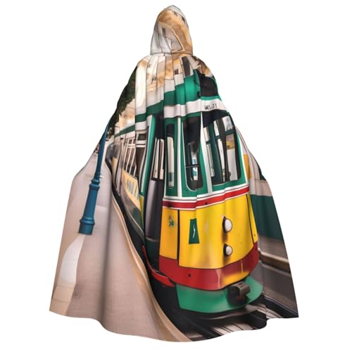 Bkdogkt Weicher Umhang mit Lissabon-Straßenbahn-Muster, für Erwachsene, für Fiesta, Cosplay, Maskerade, Motto-Partys von Bkdogkt