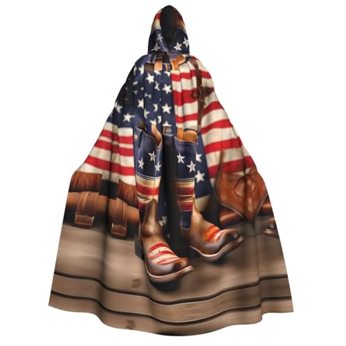 Bkdogkt Weicher Umhang mit amerikanischer Flagge mit Cowboystiefeln, für Erwachsene, für Fiesta, Cosplay, Maskerade, Motto-Partys Bkdogkt Weicher Umhang mit amerikanischer Flagge mit Cowboystiefeln, für Erwachsene, für Fiesta, Cosplay, Maskerade, Motto-Partys von Bkdogkt