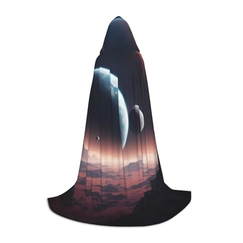Bkdogkt Weltraumplaneten-Druck, Unisex, Kapuzenumhang für Zauberer, Karneval, Halloween, Weihnachten, Cosplay, Robe von Bkdogkt