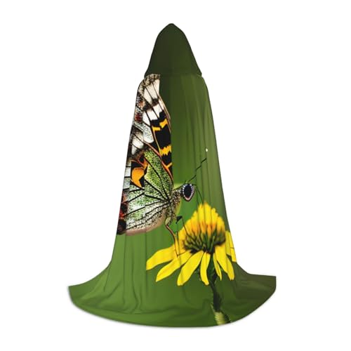 Bkdogkt Wunderschöner leuchtender Schmetterling 1 Druck Unisex Kapuzenumhang für Zauberer Karneval Halloween Weihnachten Cosplay Kostüm Robe von Bkdogkt