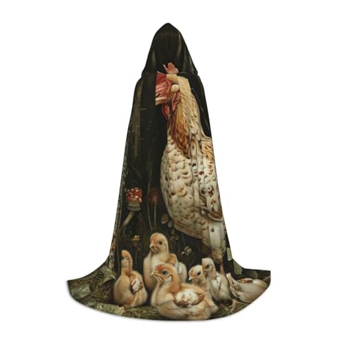 Kapuzenumhang mit Hühnerbrut, Unisex, für Zauberer, Karneval, Halloween, Weihnachten, Cosplay, Robe von Bkdogkt