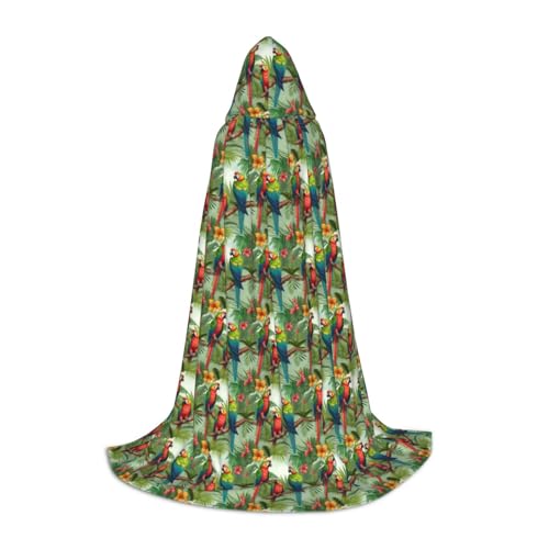 Kapuzenumhang mit Papageienvögeln und tropischem Baum, Unisex, für Zauberer, Karneval, Halloween, Weihnachten, Cosplay, Robe Kapuzenumhang mit Papageienvögeln und tropischem Baum, Unisex, für Zauberer, Karneval, Halloween, Weihnachten, Cosplay, Robe von Bkdogkt