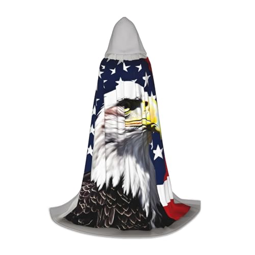 Unisex Kapuzenumhang mit Glatzenadler-Flagge, für Zauberer, Karneval, Halloween, Weihnachten, Cosplay, Robe von Bkdogkt
