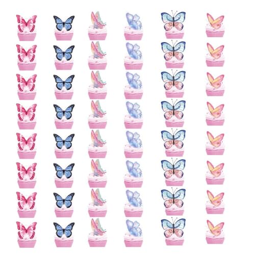 48 Stück Schmetterlinge Cupcake Topper, Mehrere Farben 3D Schmetterlinge Dreidimensional Tortendeko Cupcake, Schmetterlinge Deko Torte, Tortendeko Schmetterling für Hochzeit, Geburtstag, Party 48 Stück Schmetterlinge Cupcake Topper, Mehrere Farben 3D Schmetterlinge Dreidimensional Tortendeko Cupcake, Schmetterlinge Deko Torte, Tortendeko Schmetterling für Hochzeit, Geburtstag, Party von Bkemkri