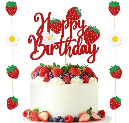 9 Stück Erdbeere Tortendeko, Erdbeere Happy Birthday Geburtstag Tortendeko, Glitzer Strawberry Kuchen Deko Sommer Früchte Cake Topper für Kinder Jungen Mädchen Geburtstag Party Supplies Baby Dusche 9 Stück Erdbeere Tortendeko, Erdbeere Happy Birthday Geburtstag Tortendeko, Glitzer Strawberry Kuchen Deko Sommer Früchte Cake Topper für Kinder Jungen Mädchen Geburtstag Party Supplies Baby Dusche von Bkemkri