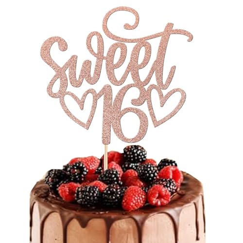 Bkemkri Glitzernder Roségold Sweet Teenager 16 Cake Topper Süßes Kuchendekoration Happy 16th Birthday Tortendeko Geburtstag Teenager Geburtstag Mädchen Party Prost bis 16 Jahre Party Kuchen Dekoendeko Bkemkri Glitzernder Roségold Sweet Teenager 16 Cake Topper Süßes Kuchendekoration Happy 16th Birthday Tortendeko Geburtstag Teenager Geburtstag Mädchen Party Prost bis 16 Jahre Party Kuchen Dekoendeko von Bkemkri