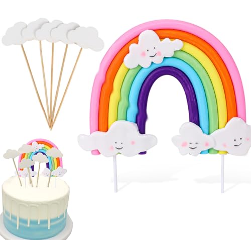 Bkemkri Tortendeko Geburstagstorte, Cake Topper Happy Birthday Kuchendeko, Regenbogen Cake Topper, Cupcake Tortenstecker, Liebe Konfetti-Luftballons für Mädchen Junge Geburtstag für DIY Kuchendeko Bkemkri Tortendeko Geburstagstorte, Cake Topper Happy Birthday Kuchendeko, Regenbogen Cake Topper, Cupcake Tortenstecker, Liebe Konfetti-Luftballons für Mädchen Junge Geburtstag für DIY Kuchendeko von Bkemkri