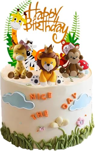 Tortendekoration, Happy Birthday Tortendekoration Tier, Giraffe Löwe Affe Charakter Geburtstagstorte Dekoration Waldtier Torte Charakter Tortendekoration, Happy Birthday Tortendekoration Tier, Giraffe Löwe Affe Charakter Geburtstagstorte Dekoration Waldtier Torte Charakter von Bkemkri