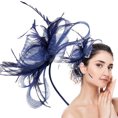 Bkljkf Federkopfschmuck | Retro Kopfbedeckung,Haarschmuck Hut Netzhaarreif Für Kostümparty Hochzeiten Mädchen Frauen Gartenparty Gesellschaftsanlässe von Bkljkf