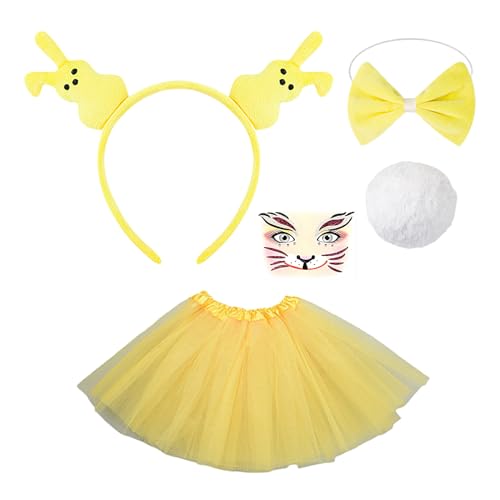 Bkljkf Halloween Bunny Kostüm Set, Hasenkleid Set | Buntes Hasenkostüm -Kit,Lustige Cosplay -Accessoires, entzückende Partys Lieferungen für Frauen, Mädchen von Bkljkf