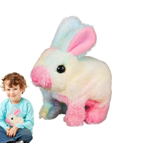 Bkljkf Hoping Bunny, Kaninchenspielzeug für Kinder - Realistische hüpfende Hasenspielzeug ausgestopfte Tiere | Interaktive Plüschfiguren, Springen, zuckende Nase, wackelnde Ohren, Hoping Robotertier von Bkljkf