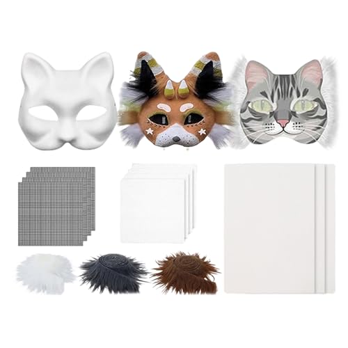 Bkljkf Katzenkostüm Bastelset - Halloween Tiergesichts Maske Set Mit Filzplatte Einfache | Handgefertigtes Kostüm Für Erwachsene Kinder Verkleidung Maskerade Fest von Bkljkf