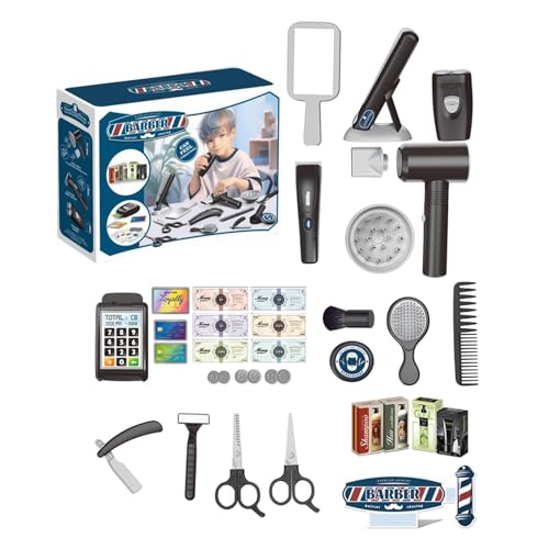 Bkljkf Pretend Friseursalon-Spielset, Barbier-Shop-Rollenspielspielzeug, Stellen Sie Sich vor, Sie Spielen EIN Friseursalon-Spielzeug, Salon-Friseur-Make-up-Set für Kleinkinder, und Mädchen im Alter von Bkljkf