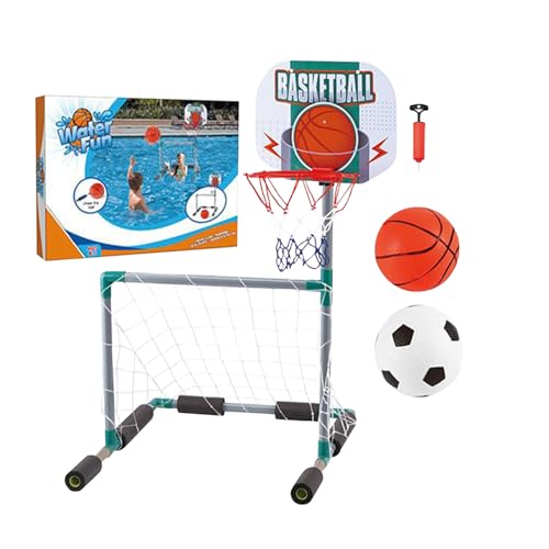 Bkljkf Schwimmbad Basketballkorb | Interaktive Poolspiele | Interaktiver Schwimmender Basketballkorb Mit Fußballtor Für Kinder Jugendliche Draußen Garten von Bkljkf