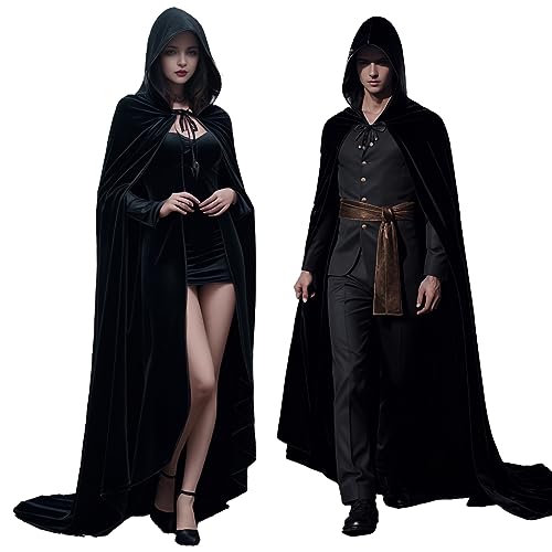 Bkpaweero Umhang Mit Kapuze, Lange Samt Cape Vampir Kostüm Halloween Für Damen Herren Kinder Erwachsene, Cosplay Party Karneval, Schwarz Bkpaweero Umhang Mit Kapuze, Lange Samt Cape Vampir Kostüm Halloween Für Damen Herren Kinder Erwachsene, Cosplay Party Karneval, Schwarz von Bkpaweero