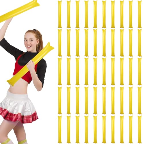 50pcs Thunder Sticks 23.62X3.94in Tragbares leichtes verdickteres aufblasbarer Donnerstangen Lärmhersteller für Sportveranstaltungen Basketball -Fußball -Tanzparty, Gelb von Blablablalu