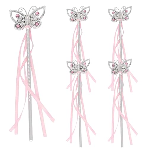 5pcs Prinzessin Zauberstab, 13 Zoll Schmetterling König Zepter mit Bibbons Handhelds Scepter Wand Cosplay Accessoires Scepter Requisiten für Kostüme des Wettbewerbs Wettbewerb Weihnachten Hochzeitspr von Blablablalu