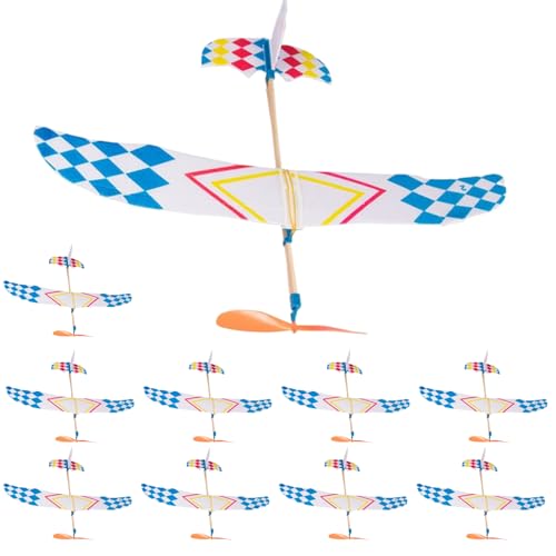 Blablablalu 10pcs Foam Flugzeuge für Kinder, Bildungsgummi -Band -Flugzeuge 16x12 Windup Flying Segelflugzeughandwerksspielzeug für Kinderparty Gefällt Mir Outdoor Play Paper Flugzeug Kit von Blablablalu