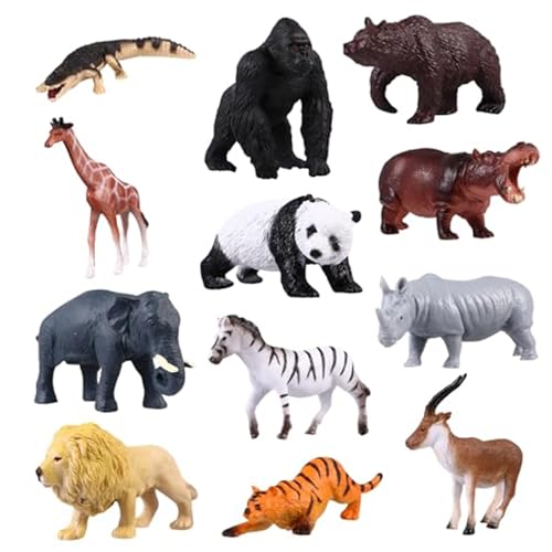 Blablablalu 12pcs Mini-Tiere Figuren, realistische Kunststoff-Wildtierfiguren für Wissenschaftsprojekt und Kuchen-Topper, Frühes Bildungsmodell für Kleinkinder Kindertier für Kleinkinder 1-3 von Blablablalu