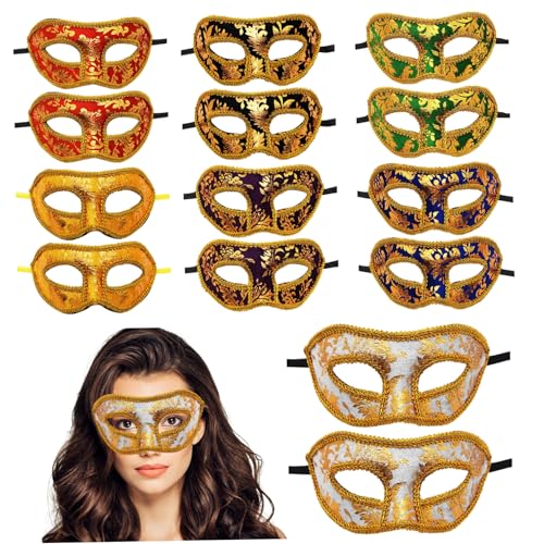 Blablablalu 14pcs masquerade masken Männer 7x3, 5 Zoll 7 Farben weich bequeme halbe Gesichtsmasquerade -Ballmasken für Partyzubehör von Blablablalu