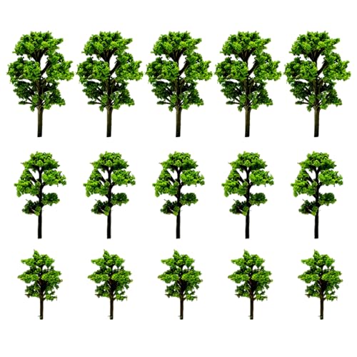 Blablablalu 15pcs Miniaturbäume, Plastik -Mini -Modellbäume, grüne Miniaturpflanzen für Moos Bonsai Micro Landscape Fairy House Accessoires von Blablablalu