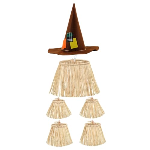 Blablablalu 5pcs Vogelscheuche Kostüm mit Zaubererhut, Lafite Paper Hawaiian Grasrock für Party -Accessoires Halloween Decorations Carecrow Kostüm Blablablalu 5pcs Vogelscheuche Kostüm mit Zaubererhut, Lafite Paper Hawaiian Grasrock für Party -Accessoires Halloween Decorations Carecrow Kostüm von Blablablalu