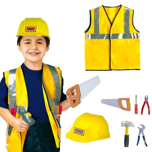 Blablablalu 7PCS/Set Construction Worker Kostüm Kids, Soft & komfortable Polyester-Kleinkind-Bauarbeiter Kostüm für Rollenspiele Blablablalu 7PCS/Set Construction Worker Kostüm Kids, Soft & komfortable Polyester-Kleinkind-Bauarbeiter Kostüm für Rollenspiele von Blablablalu