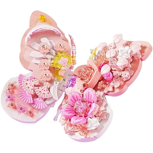 Blablablalu Bausteine für Girls Creative & Beautiful Butterfly Building Blocks mit Perlen und Fotorahmenentwicklungs- und Feinmotorikspielzeug für 14+ von Blablablalu