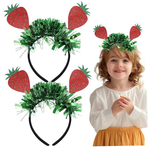 Blablablalu Erdbeer -Stirnband für Frauen und Mädchen, 8, 7 x 9, 5 Zoll entzückend Obststirnband mit 2 Erdbeerdekor, leichte dekorative Haarzubehör für hawaiianische Party, Cosplay von Blablablalu