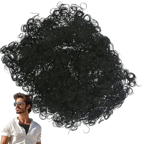 Blablablalu Gefälschte Brust Haar Durchschnittsgröße Curly & natürliches Brusthaar Perücken Schwarzes Perücken für Bühne, Leistung, Karneval, Cosplay, Dress-up von Blablablalu