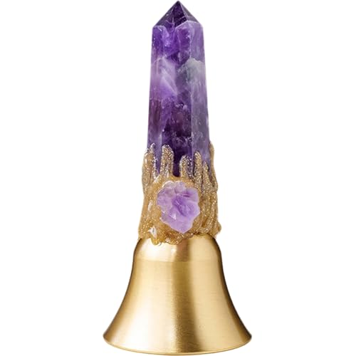 Blablablalu Handglocke Laute Metall -Handbell mit lila Kristallgriff 2x4, 5 Zoll tragbare Hand Glocken Sie für Mahlzeiten, Spiele, Alarme, Diener, Haustiertraining, Weihnachten von Blablablalu