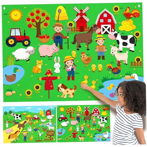 Filz Story Board Farm-Themen 41 x 29 Zoll Filzboard für Kleinkinder mit Grommet pädagogischen fantasievollen Cartoon für Zuhause, Vorschule, Kleinkindaktivitätengeschichte von Blablablalu