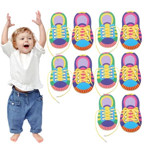 Schuhbindungs ​​-Praxis für Kinder, 10pcs farbenfrohe Krawattenschuhe Praxis für Kinder, tragbare frühe Bildungsgeschwindigkeitsfäden -Faden -Unterrichtsspielzeug lernen, Ihre Schuhe zu binden von Blablablalu