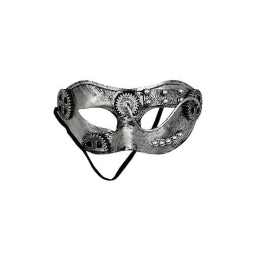 Black Sugar Maske Venezianische Katze Cyborg Steampunk Schweißnaht Halloween Geist Opernball Fasching Party Kostüm Zahnrad Venezianisch Silber von Black Sugar