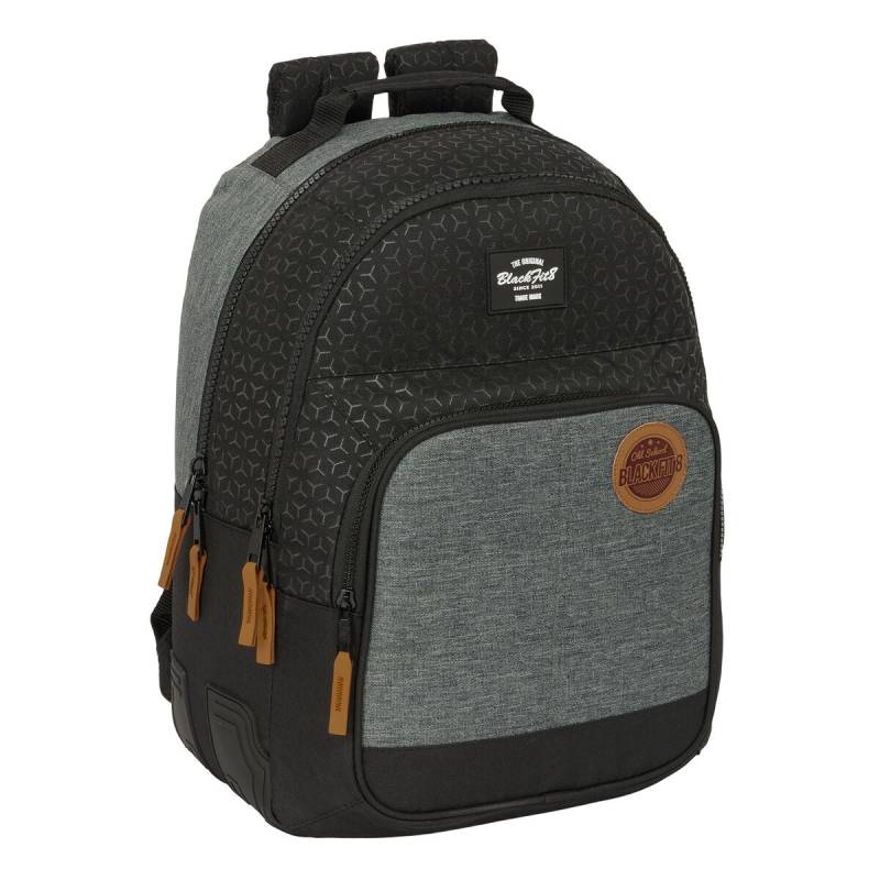 Schulrucksack BlackFit8 Old school Schwarz Grau 32 x 42 x 15 cm von BlackFit8