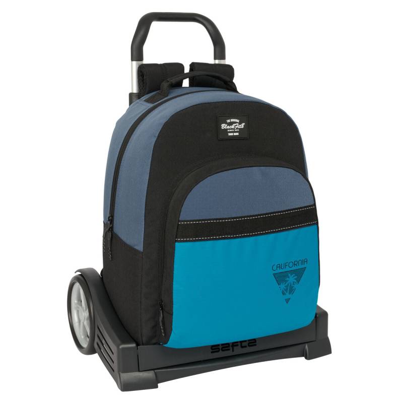 Schulrucksack mit Rädern BlackFit8 California Blau Schwarz 32 x 42 x 15 cm von BlackFit8