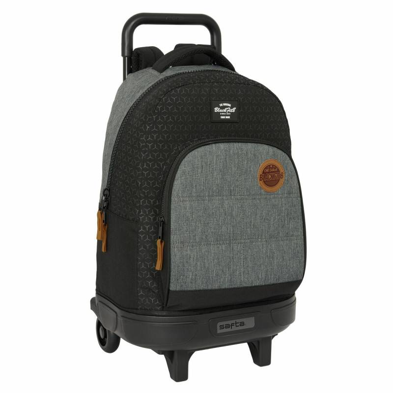 Schulrucksack mit Rädern BlackFit8 Old school Schwarz Grau 33 x 45 x 22 cm von BlackFit8