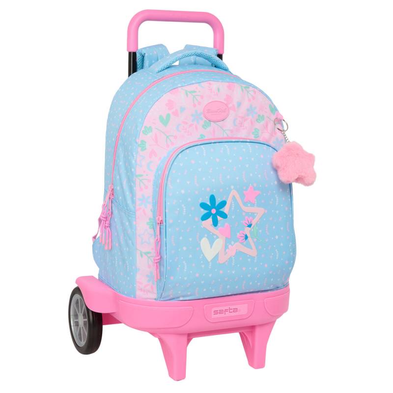 Schulrucksack mit Rädern BlackFit8 Smile Blau Rosa 33 x 45 x 22 cm von BlackFit8