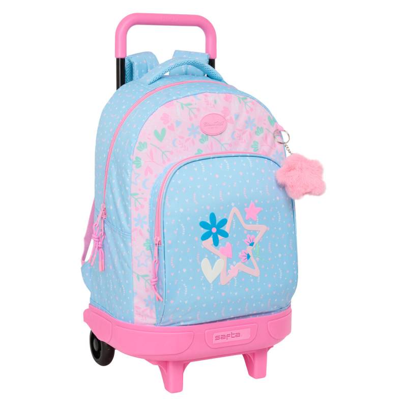 Schulrucksack mit Rädern BlackFit8 Smile Blau Rosa 33 x 45 x 22 cm von BlackFit8