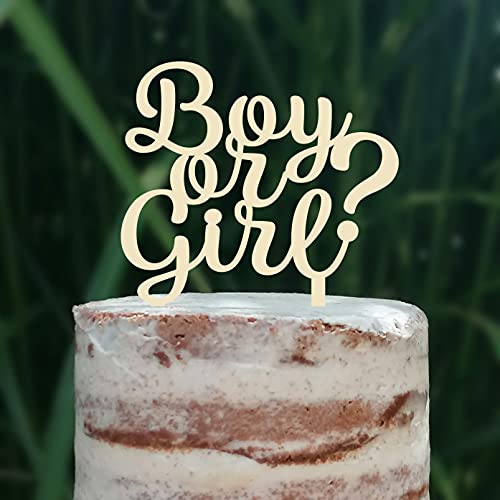 Cake Topper (Boy or Girl?) Junge oder Mädchen Babyparty Baby Shower (Creme) von Blacked LaserTEC