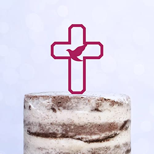 Cake Topper (Friedenstaube) Kreuz Taufe Konfirmation Kommunion Torte Kuchen Deko (Beere) von Blacked LaserTEC