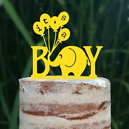 Cake Topper (It's a Boy) Junge Baby Party Shower Torte Kuchen Deko (Gelb) von Blacked LaserTEC