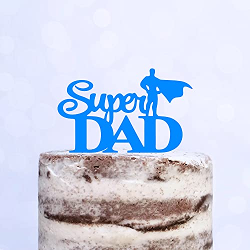 Cake Topper (Super DAD) Acryl/Holz, Tortenstecker, Tortenfigur, Tortendeko, Torte, Tortenständer, Geburtstag, Vatertag (Hellblau) von Blacked LaserTEC