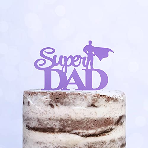 Cake Topper (Super DAD) Acryl/Holz, Tortenstecker, Tortenfigur, Tortendeko, Torte, Tortenständer, Geburtstag, Vatertag (Lila/Flieder) von Blacked LaserTEC