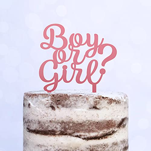 Cake Topper "Boy or Girl?" Junge oder Mädchen Baby Party Shower (Rosa) von Blacked LaserTEC