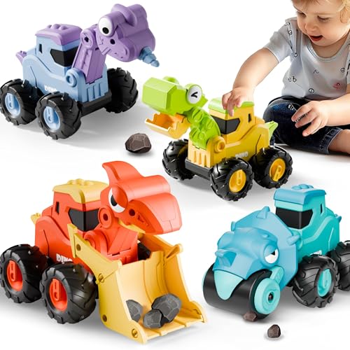 BlauHaus 4 Stück Bagger Kinder Auto Sandspielzeug,Bagger sandkasten Spielzeugautos, Dinosaurier-Spielzeug, Spielzeug ab 3 4 5 Jahren,für Großartig Geschenk für Kinder Jahr (Farbe) von BlauHaus