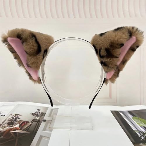 Blausky Plüsch Katze Ohren Haarreif,Fuchsohren Stirnband,Katzenohren Haarreifen Damen Niedlich Haarschmuck,Flauschiger Große Ohren Haarband Cosplay Kopf Zubehör für Halloween,Leopardenmuster Blausky Plüsch Katze Ohren Haarreif,Fuchsohren Stirnband,Katzenohren Haarreifen Damen Niedlich Haarschmuck,Flauschiger Große Ohren Haarband Cosplay Kopf Zubehör für Halloween,Leopardenmuster von Blausky